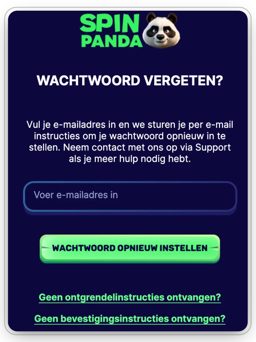 Wachtwoord herstel instructies