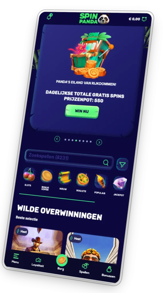 Account aanmaken bij Spin Panda